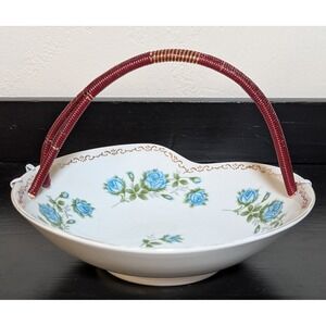 Vintage Ucagco Japanese Ceramic Bowl/Basket w/Plastic Cord Wrapped Handle UNIQUE